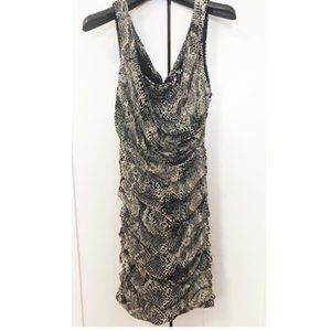 EXPRESS Metallic Snakeskin Bodycon Dress Ruched in size Small.